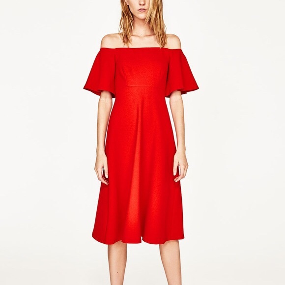 red midi dress zara